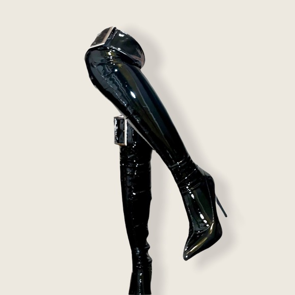 DOLLS KILL Over-the-Knee Black Stiletto Boots - Picture 2 of 3